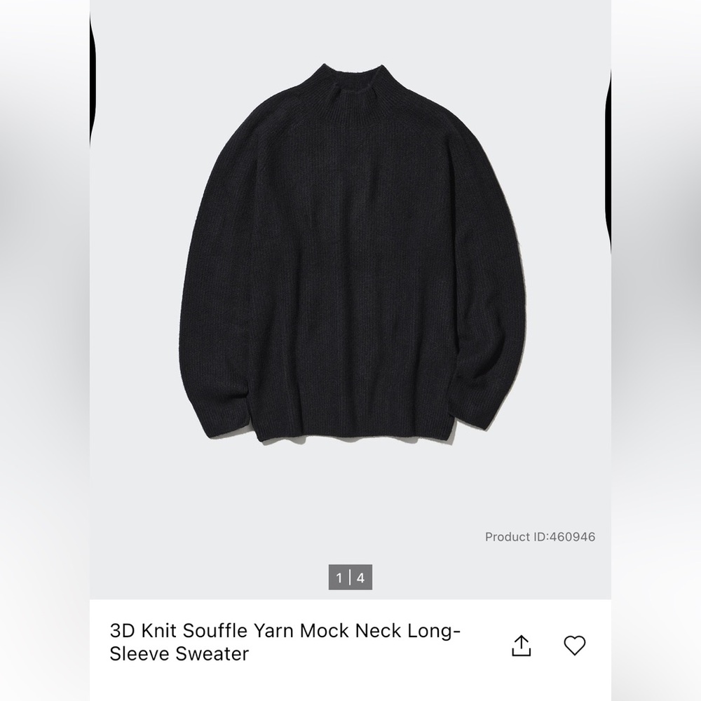 Men's Uniqlo 3D Knit Souffle Yarn Mock Neck Long-Sleeve Sweater